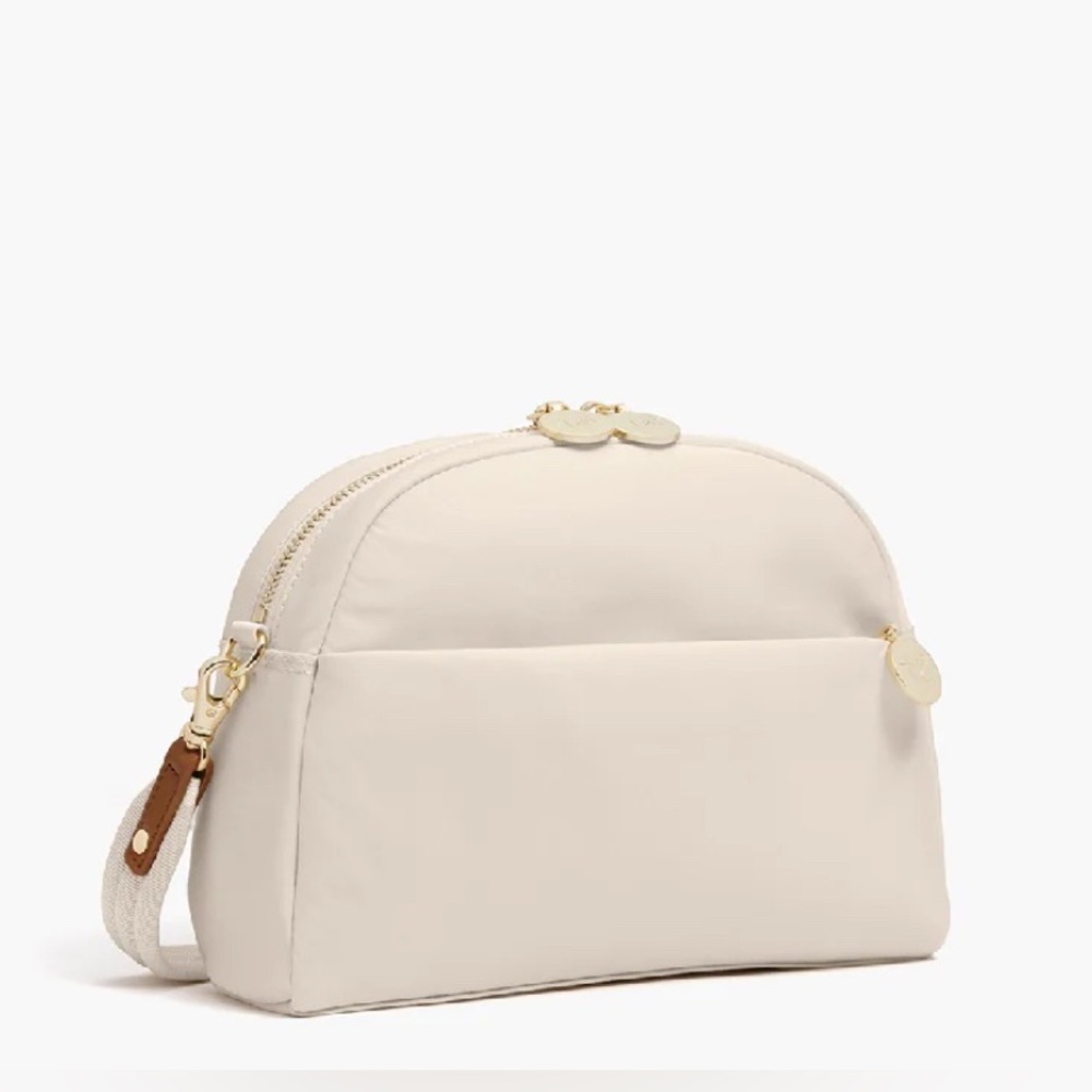 Lo & Sons Cream Dome Crossbody with Tan Accent